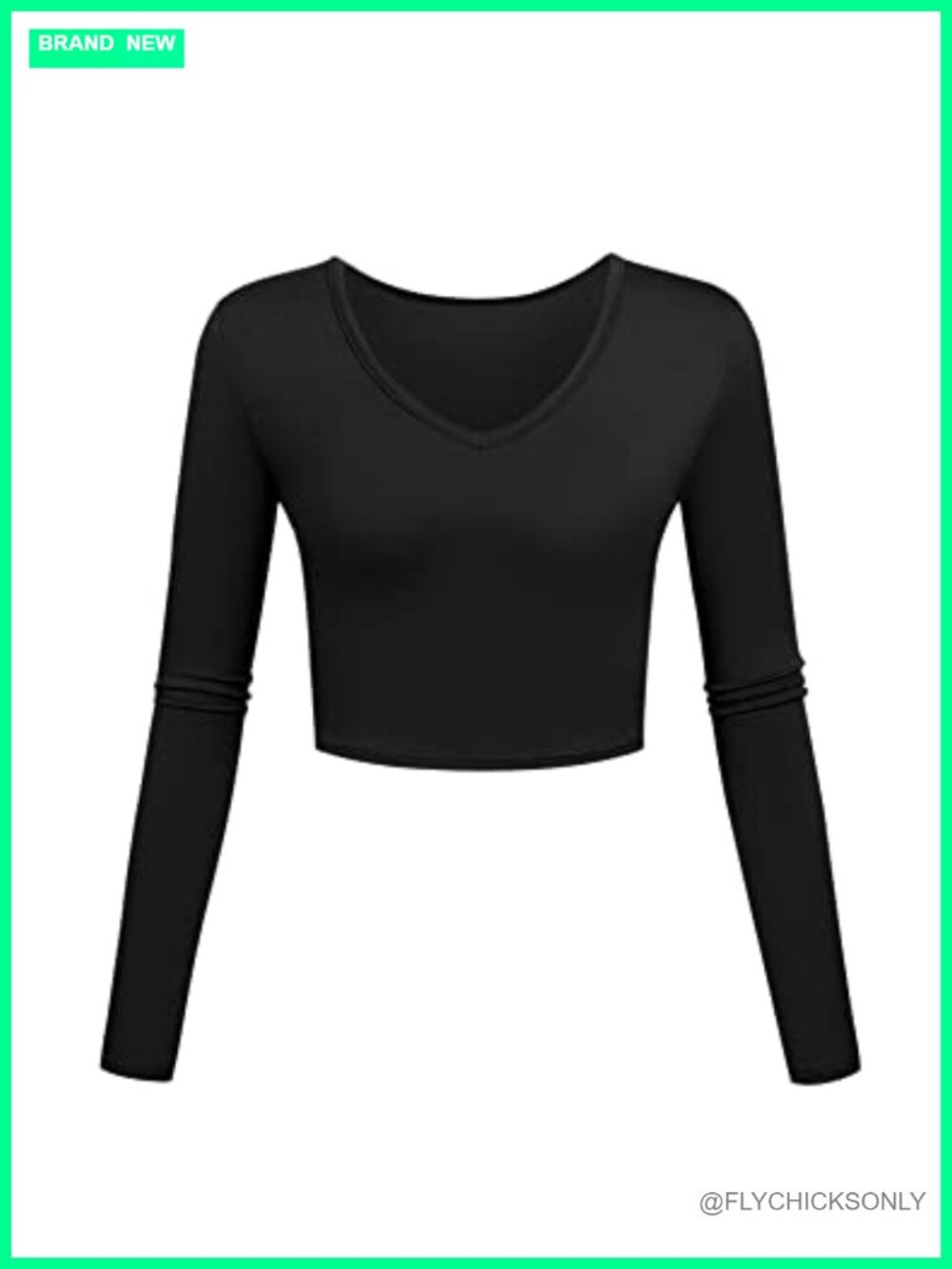 V Neck Crop Top Long Sleeve Slim Fit Base Layer Women Workout
